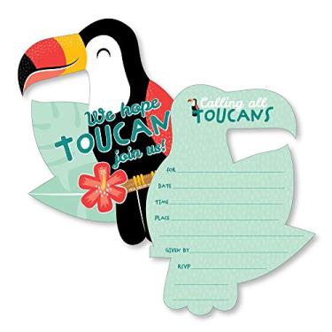 Imagem de Big Dot of Happiness Calling All Toucans – Convites de preenchimento em forma de – Cartões de convite para chá de bebê ou festa de aniversário com envelopes – Conjunto de 12