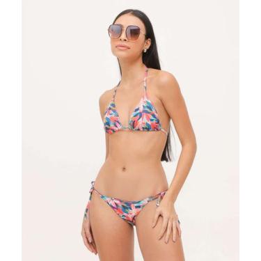 Imagem de Calcinha Biquíni Estampa Flores Amarração Marisa-25037, Azul, Vermelho