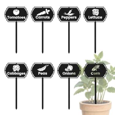 Imagem de CUTHOLLOW 8 peças de marcadores de plantas de metal para uso externo, interior, 8,9 cm x 17,78 cm, à prova d'água, etiquetas de plantas de jardim, etiquetas de sinalização para decoração de estufa de