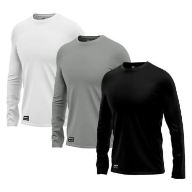 Imagem de Kit 3 Camiseta Proteção UV Segunda Pele Manga longa Mants Camisetas-Masculino