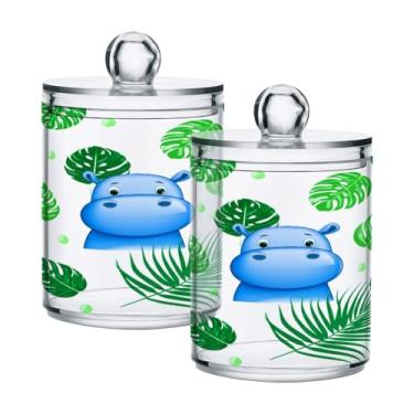 Imagem de Qilmy Qtip Suporte de boticário de 400 ml, frasco de plástico transparente com tampa, dispensador de recipiente de banheiro para bola de algodão, cotonete, fio dental, pacote com 2