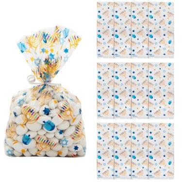 Imagem de Fun Expess 12,7 cm x 11 1/5.1 cm Hanukkah Multicolor Celofane Sacos de petisco - 12 peças