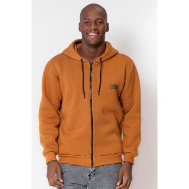 Imagem de Blusa Masculina Moletom Capuz Polo Wear Marrom Médio-Masculino