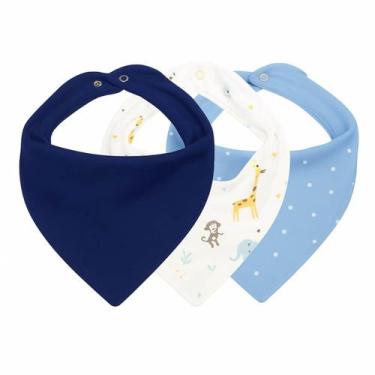 Imagem de Kit 3 Babadores Bandana Bebê Menino Erich Baby 100% Algodão