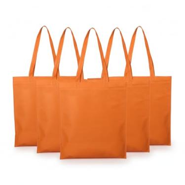 Imagem de Sacola Reutilizável TNT 100gr, Vermelho e Verde, 41x37cm com Alça 30cm, Material Não Tecido (5, Laranja)