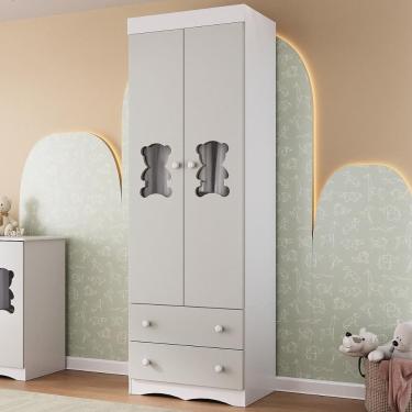 Imagem de Guarda-roupa Infantil 62cm 2 Portas com Vidro e 2 Gavetas Doçura Multimóveis MP4491