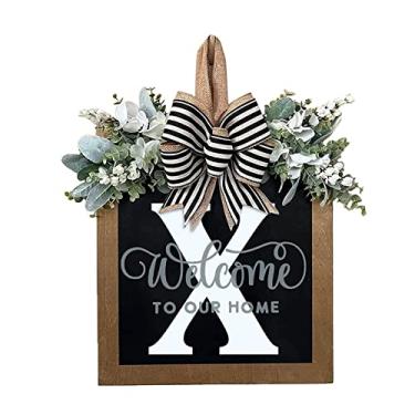 Imagem de Sanpyl Grinalda Redonda da Porta da Frente do Ano do Sobrenome Com Guirlanda Artificial Multicolorida Ideal para Qualquer Ocasião (#9)