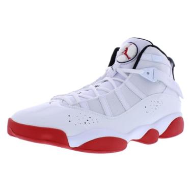 Imagem de T nis de basquete masculino Jordan com 6 an is 322992-012, Branco/vermelho universit rio, 8.5