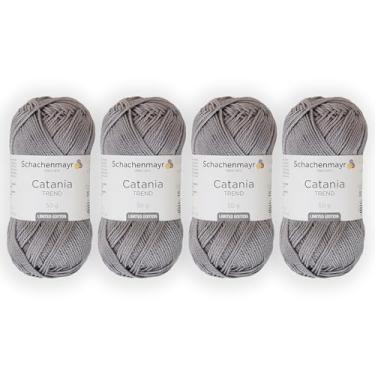 Imagem de 4 novelos/pacote Schachenmayr (SMC) Catania Originals Yarn, cada bola 50 g (125 m), 100% algodão mercerizado para fio de tricô e crochê, peso esportivo, 435 - cinza esfumaçado