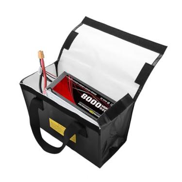 Imagem de GLOGLOW Bolsa de Transporte Bolsa para Bateria Lipo à Prova de Explosão, Material de PVC Retardante de Fogo, Grande Capacidade, 26x12x16cm, Prata e Preto Nan Necessidades Diárias (Preto)