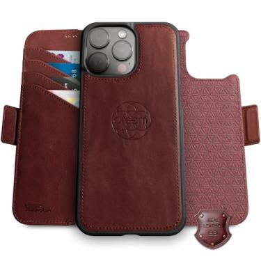 Imagem de Dreem Real Leather for iPhone 16 Pro Max Case Wallet, Revolutionary Phone Stand, MagSafe-Fit, Magnetic Detachable Flip Cover, RFID Blocking Card Holder, Gift-Box [Fibonacci:Wine]