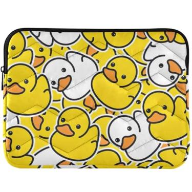 Imagem de Capa de borracha pato amarela para laptop acolchoada capa de computador durável e fofa capa para computador universal 13 capa para computador laptop de 14 polegadas