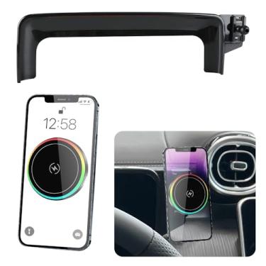 Imagem de LUNQIN Suporte de telefone magnético para carro para Mercedes Benz C-Class 2022-2025 e GLC Class 2023-2026 e CLE 2024-2026 Acessórios automotivos Melhor suporte de celular carregador rápido sem fio de