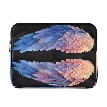 Imagem de Joitme Bolsa feminina tribal elefante azul-marinho para trabalho, bolsas para laptop de 13 a 13,3 polegadas, bolsa de computador feminina, fantasia asas de anjo preto-1, M