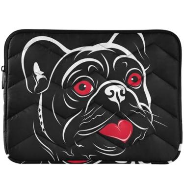Imagem de Capa protetora para notebook Black Bulldog Heart para MacBook Pro 14 polegadas, capa protetora universal para laptop de 13 a 14 polegadas