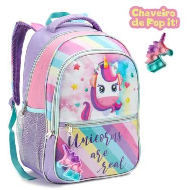 Imagem de Mochila Escolar Unicórnio Infantil Feminina De Costas Menina Denlex 