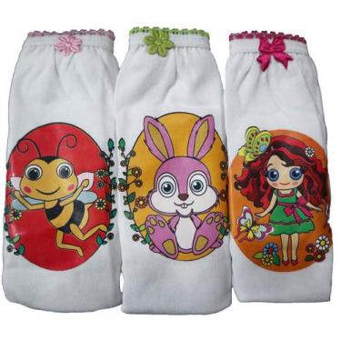 Imagem de Kit Calcinha Com 6 Infantil Branca Transfer 100% Algodão - Taya Baby, 