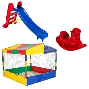 Imagem de Super Combo Recreativo Piscina de Bolinhas 1,50m Escorregador Médio Ga