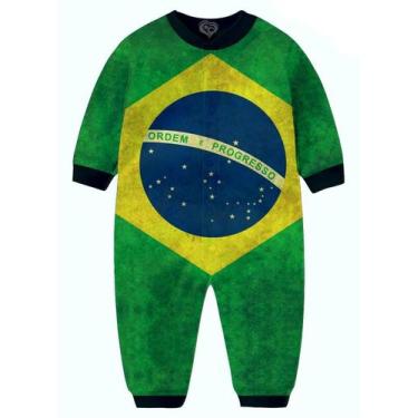 Imagem de Macacão Pijama Bandeira Brasil infantil tip top Horizontal, 1-2  anos