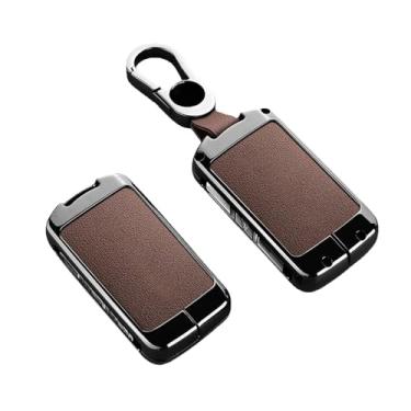 Imagem de Capa de couro para chave de carro, compatível com volvo 1 polestar 2 3 4 2024 2025, protetor, chaveiro, bolsa, acessórios(Brown keychain)