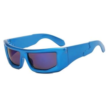 Imagem de Óculos de Sol Femininos Jelly Color Oversized Wide Leg UV400 para Esportes ao Ar Livre, Corrida e Ciclismo, Azul
