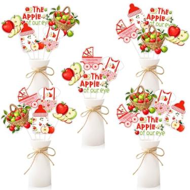 Imagem de Balterever Decorações de centro de mesa para chá de bebê da Apple – 24 peças de topos de mesa com tema de outono para meninos ou meninas | Decoração de festa de maçã doce para celebrações de outono