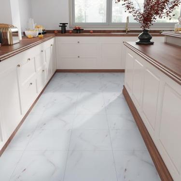 Imagem de VaryStyle 30,48 cm x 30,48 cm terracota/mármore branco rosa descascar e colar azulejo de banheiro à prova d'água piso de vinil autoadesivo removível piso laminado para cozinha 6 folhas