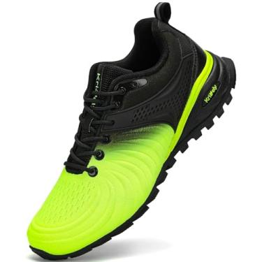 Imagem de Kricely Tênis De Caminhada Masculino, Leve, Respirável, Moderno, Antiderrapante, Esportivo, Para Academia, Corrida, Trilha (Amarelo Fluorescente 10)