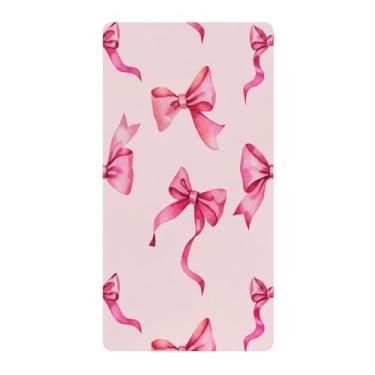 Imagem de Blueangle Lençol de berço padrão para berço infantil - Lençóis de algodão macio e respirável com laços rosa (366)