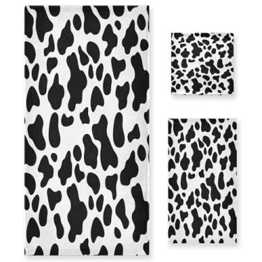Imagem de xigua Conjunto de toalhas de banheiro com estampa de vaca absorvente toalha de banho macia de 3 peças toalha de mão toalhas decorativas para banheiro, academia, hotel, praia, piscina