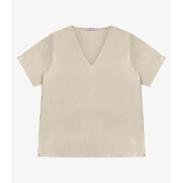 Imagem de Blusa Manga Curta Feminina Plus Size Secret Glam Bege, Plus G3, Bege