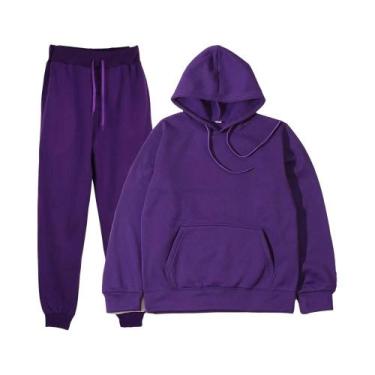 Imagem de Conjunto De Moletom Masculino Em Cor Sólida Para Outono E Inverno, Rou