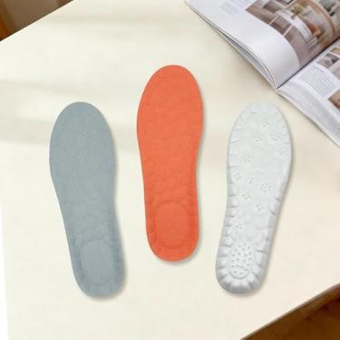 Imagem de Inserções ortopédicas esportivas de suporte de arco para homens e mulheres Palmilhas de corrida ortopédicas de gel para homens e mulheres para dor nos pés, pacote com 2 (cinza/laranja)
