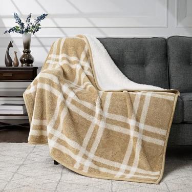 Imagem de CBCHome Cobertor de lã de ovelha reversível macio - Manta grossa fofa e aconchegante para sofá, presentes quentes para mulheres (xadrez, 127 x 152 cm)