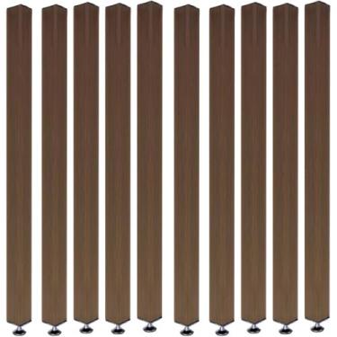 Imagem de Divisória de madeira rústica - Divisória de ripas do chão ao teto, 3 pés de altura, coluna decorativa para sala de estar, escritório moderno, restaurante, 10 peças, design oco de 95 cm