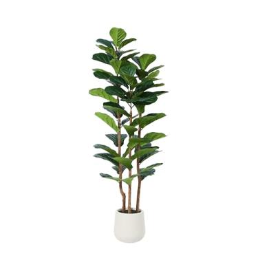 Imagem de Joyplants Planta artificial em galho de madeira flutuante, decoração de folhagem verde, base de madeira natural (Fiddle-Leaf Fig BP, 5FT)