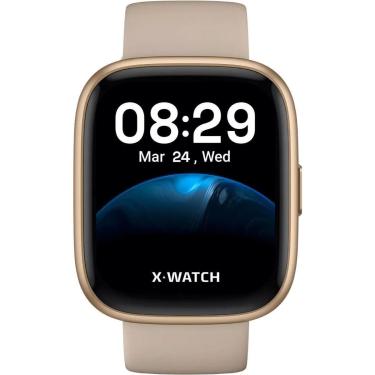 Imagem de Relógio Unissex X-Watch Smartwatch Original Dourado XSWUQPI003A Pulseira Silicone Bege-Feminino
