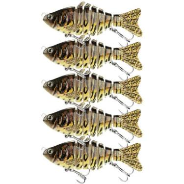 Imagem de Kit 5 Iscas Artificiais 6 Sessões lambari articulada efeito realista -