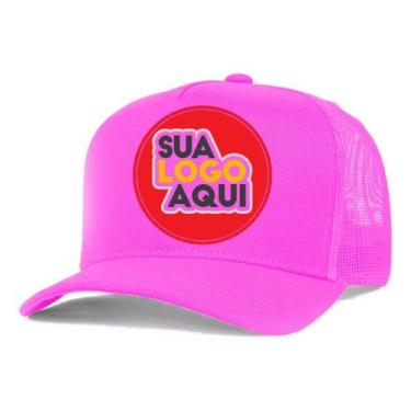 Imagem de Kit 4 Bonés Personalizados DTF Trucker Redinha Tela Aba Curva Cor:Rosa