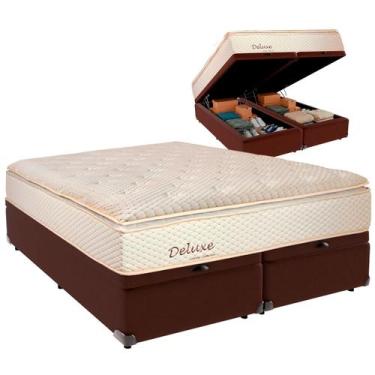 Imagem de Cama Baú King e Colchão Deluxe Molas Ensacadas Colchobel Marrom