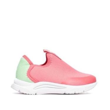 Imagem de Tênis Infantil Klin Slip On Calce Fácil Têxtil Rosa/Verde-Feminino