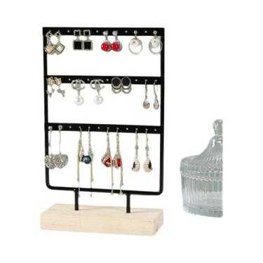 Imagem de Suporte Grande De Madeira Para Joias E Brincos Com Suporte Metálico Su