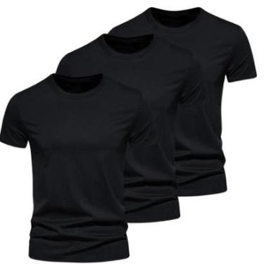 Imagem de Kit Camiseta Básica Algodão Masculina - 3 Peças-Masculino