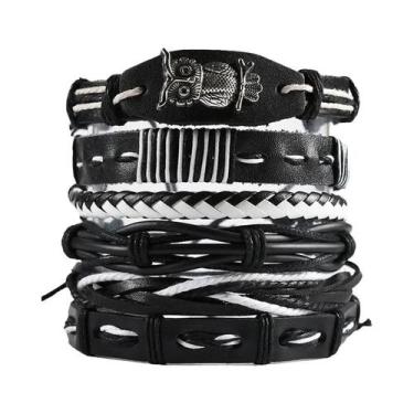 Imagem de Pulseira Masculina De Couro Vintage Estilo Punk DIY Conjunto De Joias 