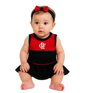 Imagem de Vestido Bebê Flamengo Regata Oficial - Torcida Baby, Vermelho, Preto, 