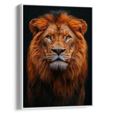 Imagem de Quadro decorativo Leão Poderoso - Mioquadros, 90x60 cm, Branco