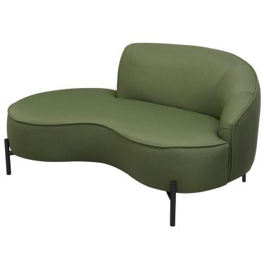 Imagem de Sofá Curvo 2 Lugares 150cm Braço Esq. Thommy Pés Preto Linho Verde Claro - Nexta Casa