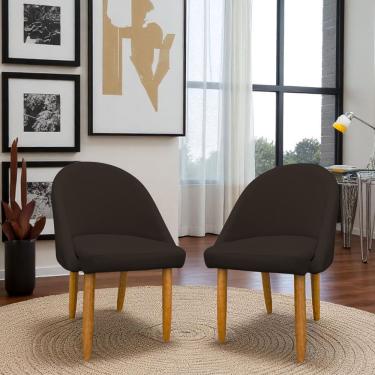 Imagem de Kit 02 Cadeiras Decorativa Estofada Para Sala Recepção Cozinha Lua Star Veludo Marrom Eli Móveis E Decoração