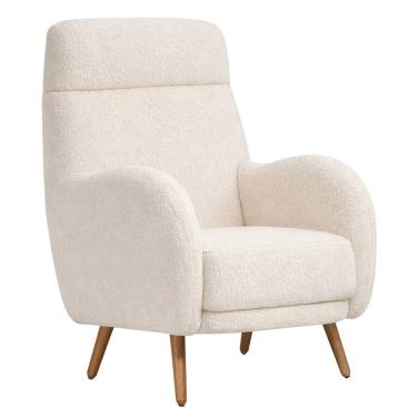 Imagem de Poltrona De Amamentação Laura Pés Palito Castanho Bouclé Off White - Nexta Casa