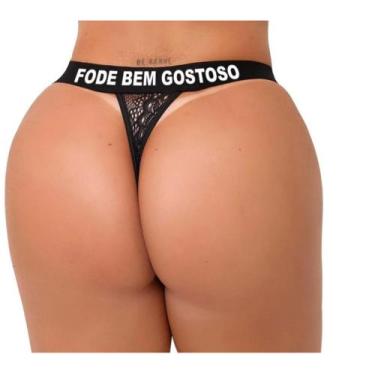 Imagem de Fio Dental Renda Tchutchan Preto Frases Tallyta, Fode bem gostoso